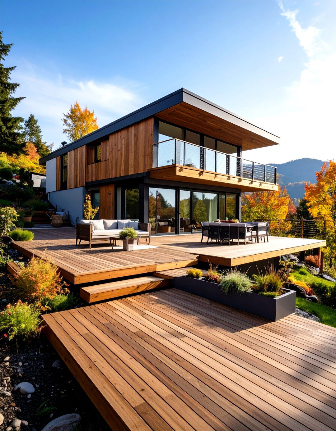 Multi Level Deck Integration - 24 Sloping Garden Design Ideas