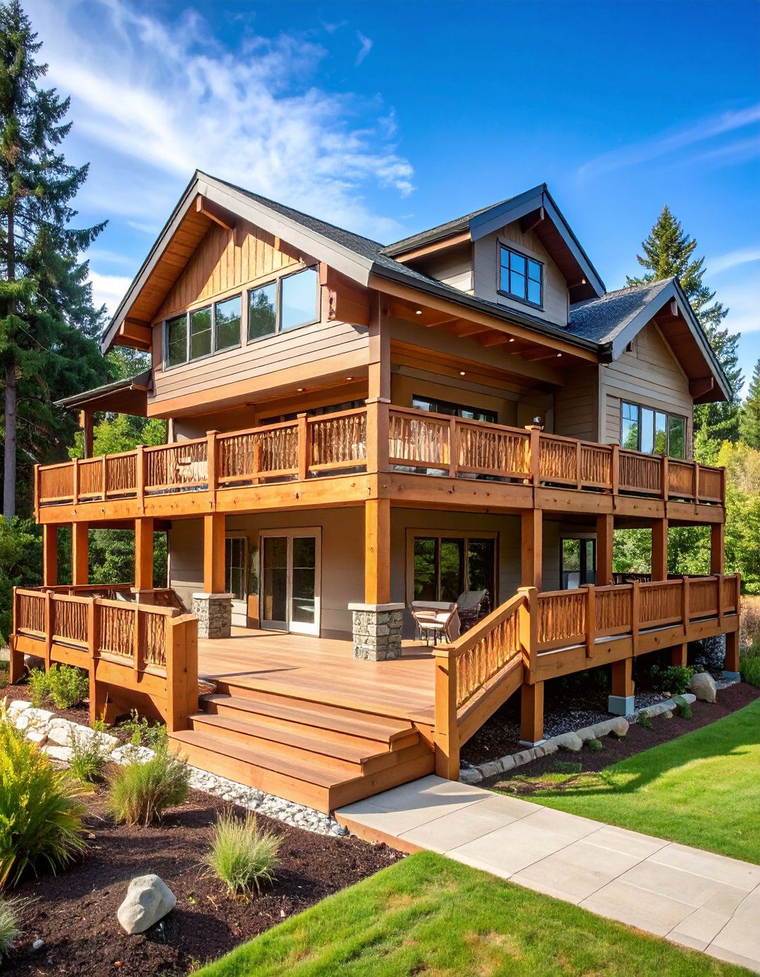 Multi Level Deck Integration - 24 Raised Ranch Front Porch Ideas