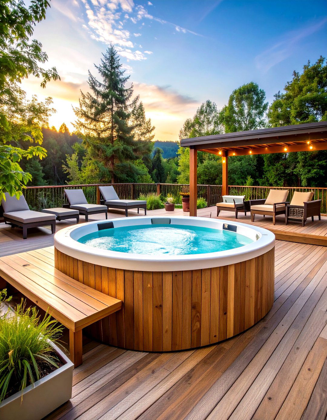 Multi Level Deck Platform - 24 Hot Tub Enclosure Ideas