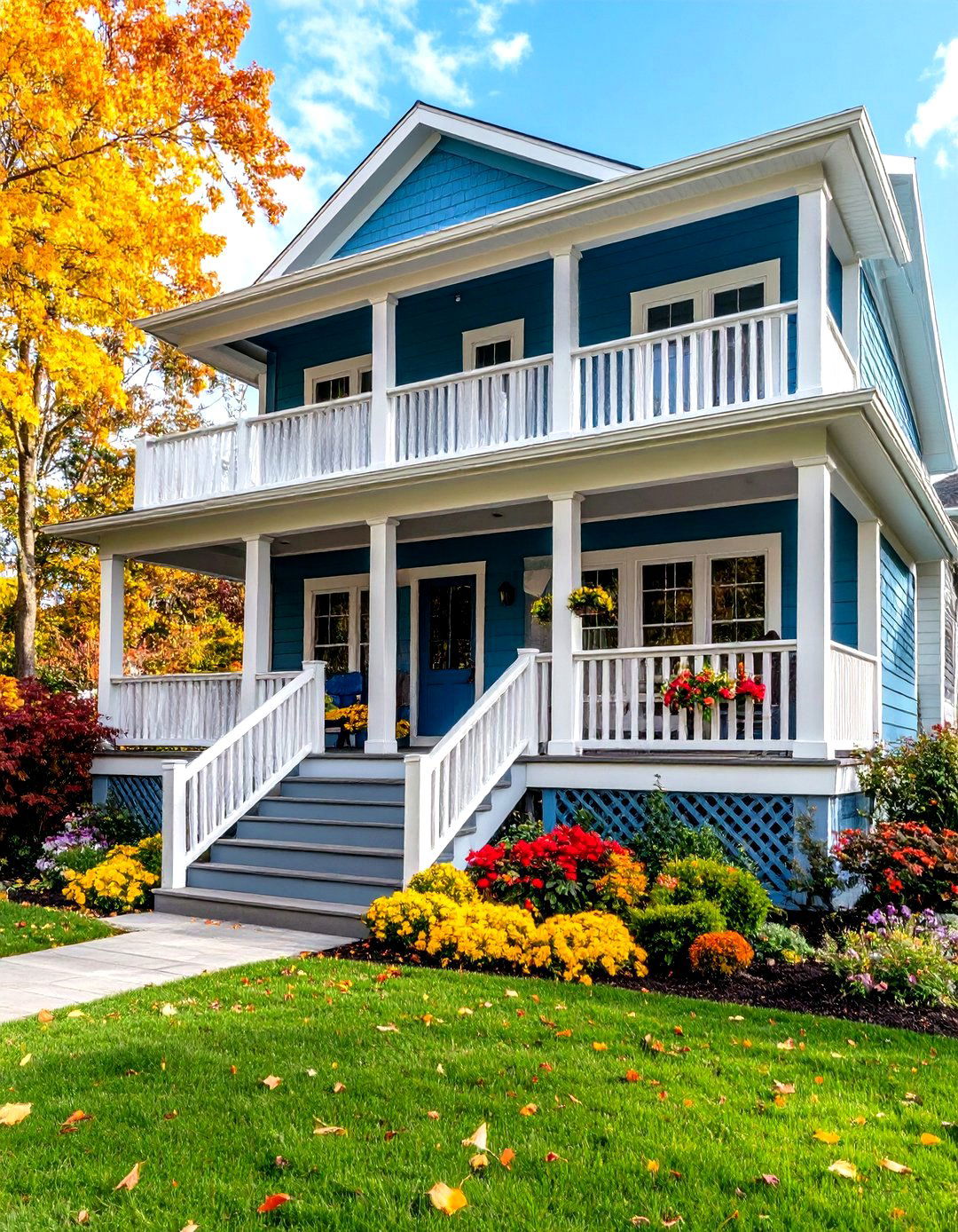 Multi Level Deck and Porch Combination - 24 Large Front Porch Ideas