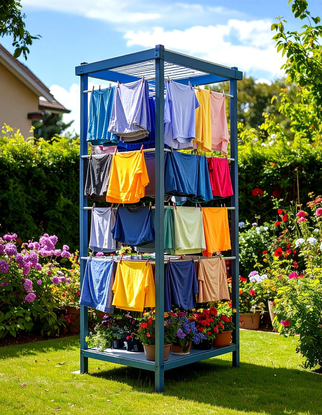 Multi Level Drying Tower - 24 Outdoor Clothesline Ideas