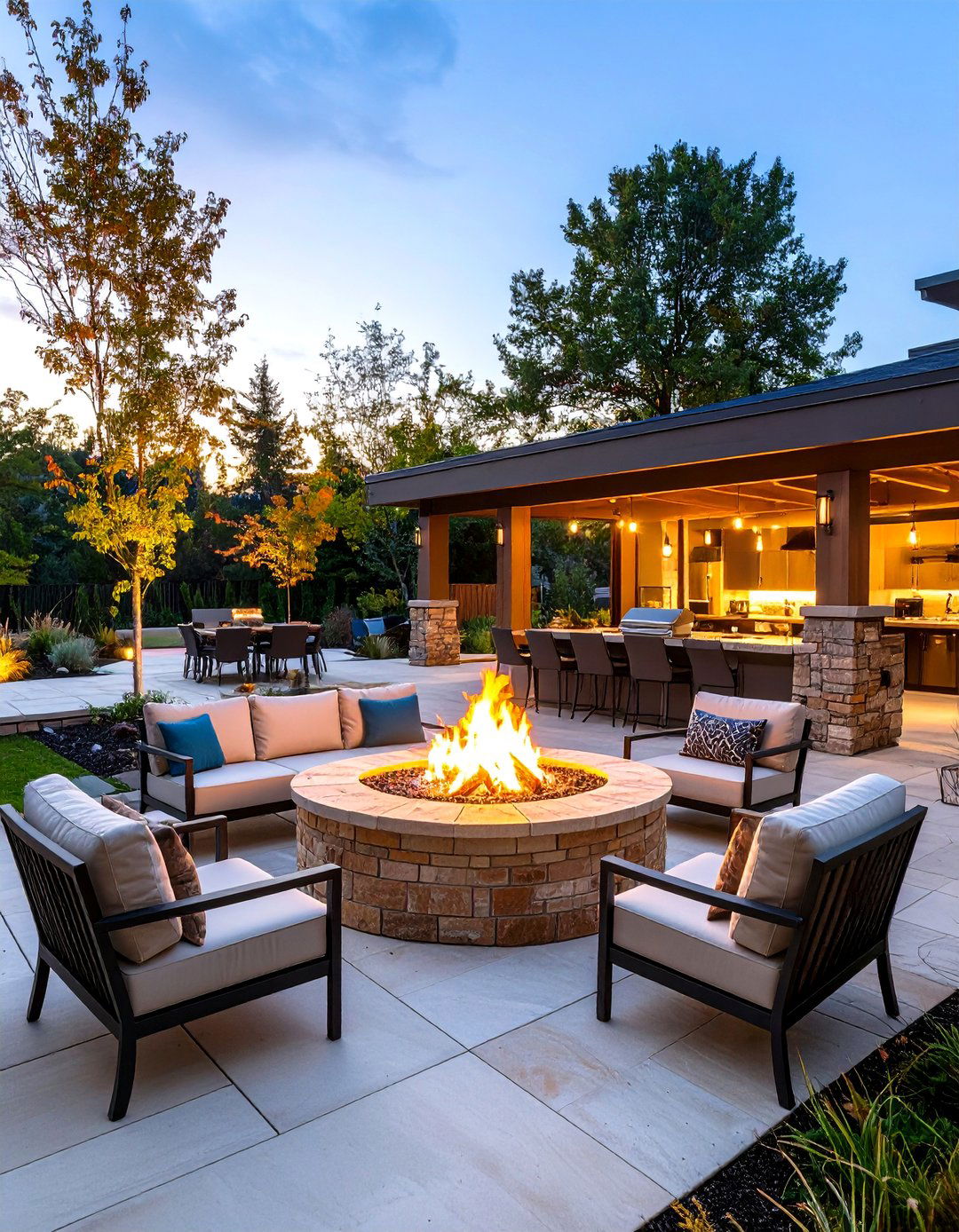 Multi Level Entertaining Complex Brick Fire Pit - 24 Brick Fire Pit Ideas