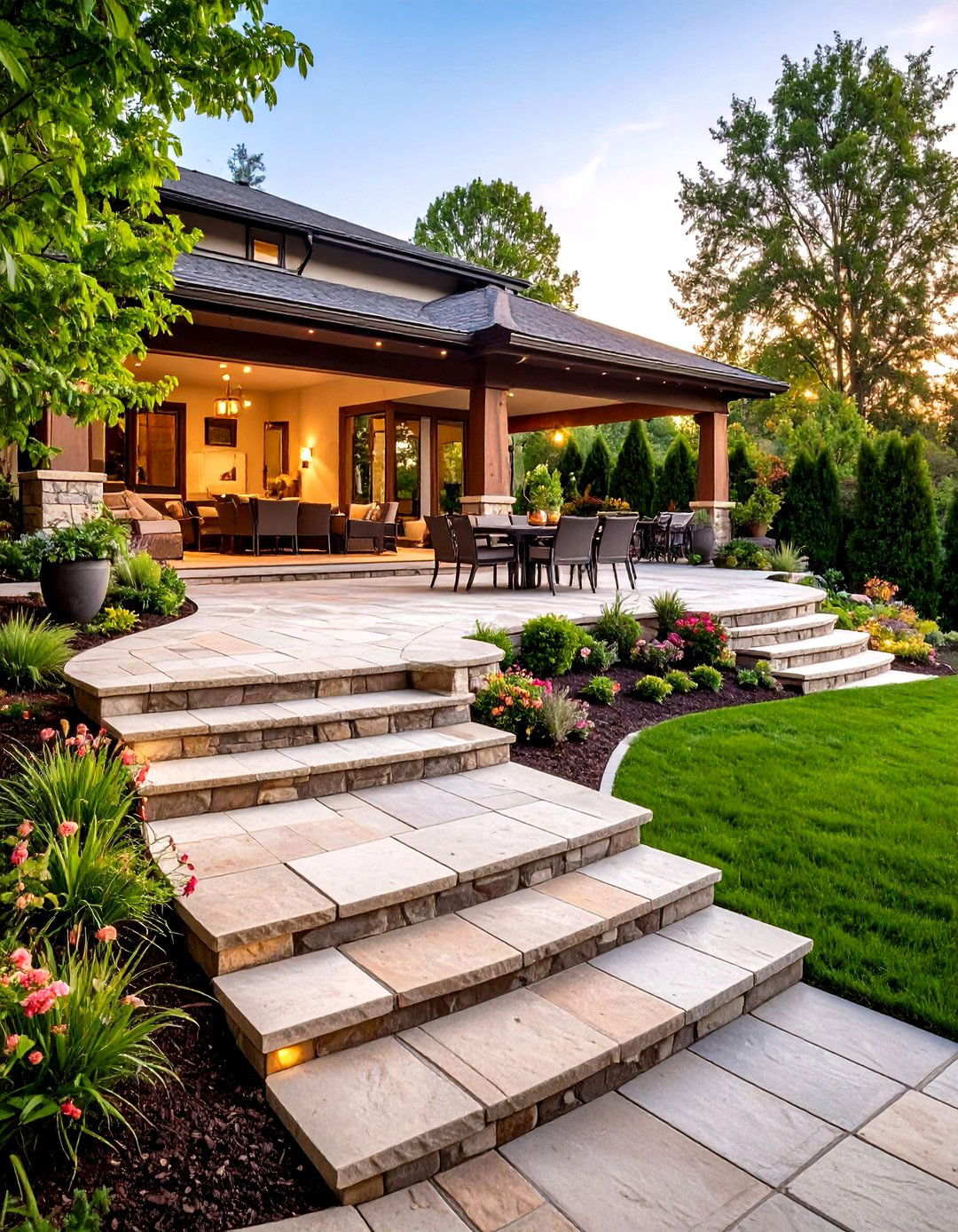 Multi Level Flagstone Terraces - 24 Flagstone Patio Ideas