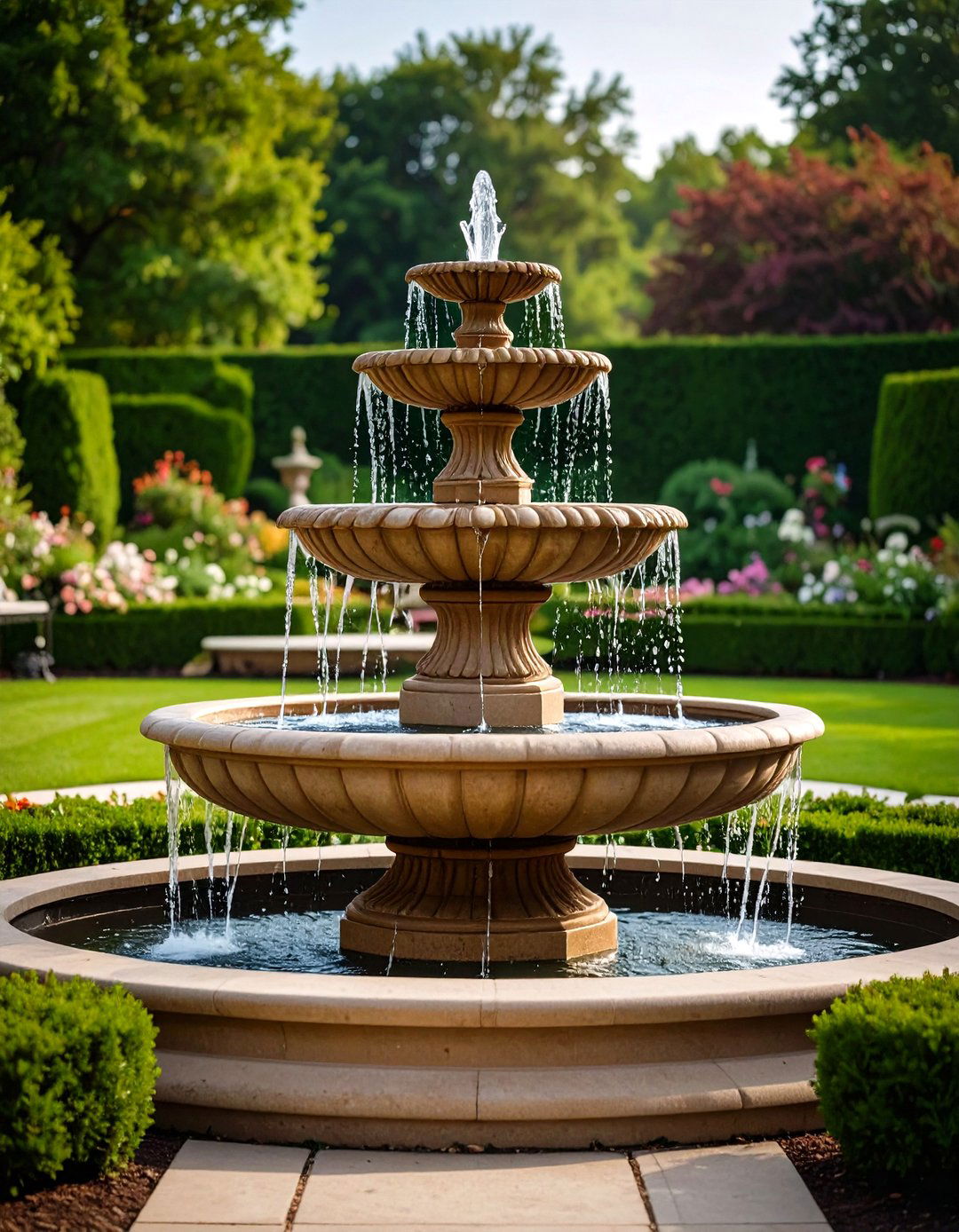 Multi Level Fountain Garden - 24 Formal Garden Ideas
