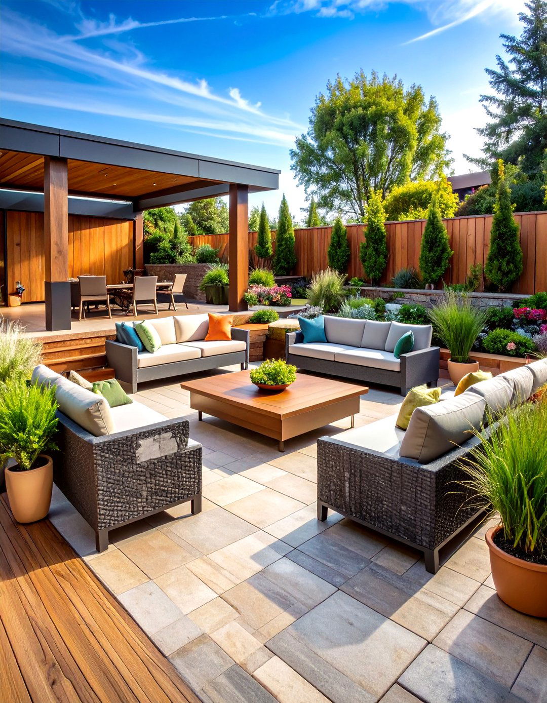 Multi Level Hardscape Entertainment Zone - 24 Outdoor Decor Ideas