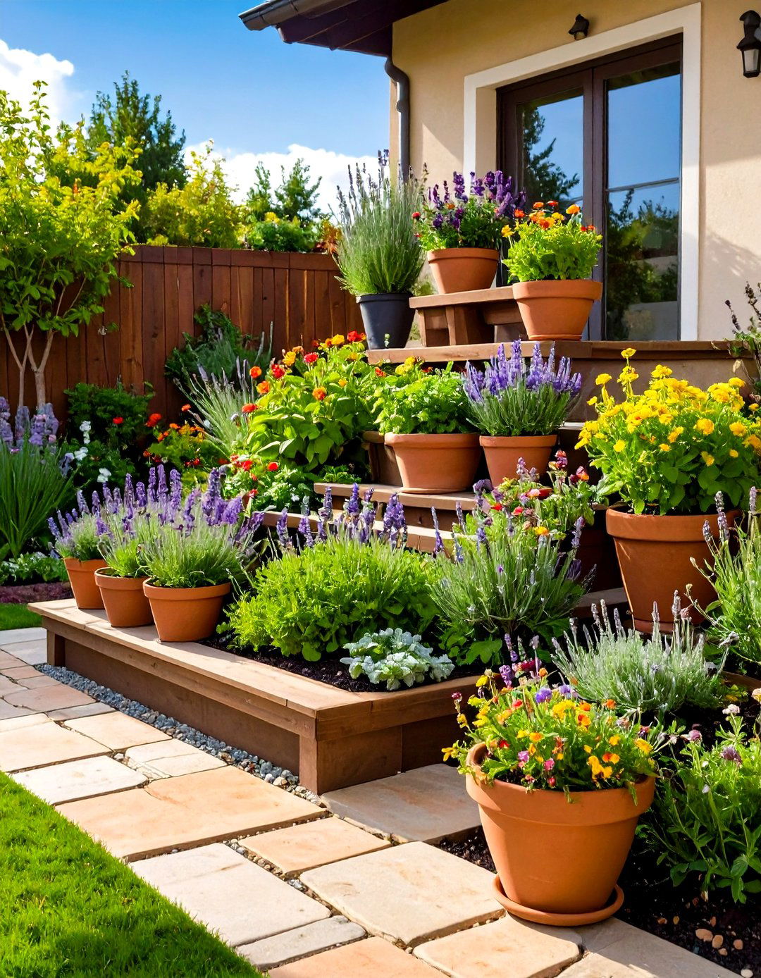 Multi Level Herb Terraces - 24 Small Backyard Landscaping Ideas