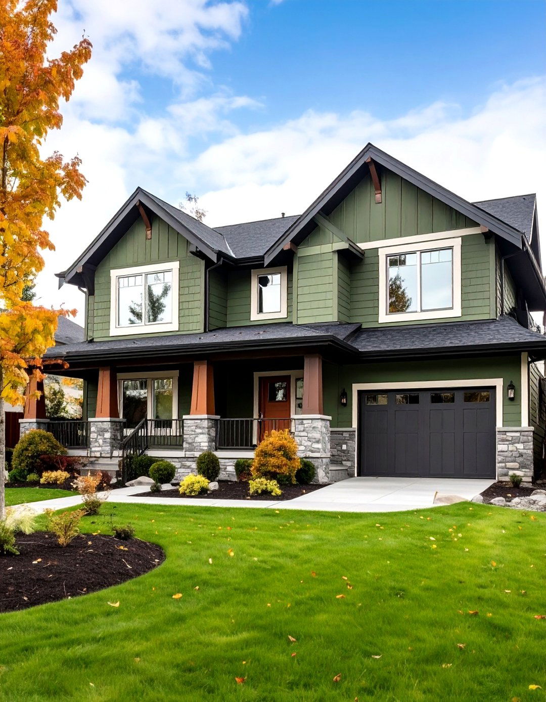 Multi Level Olive Green Design - 24 Olive Green House Exterior Ideas