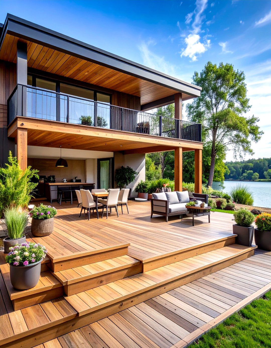 Multi Level Outdoor Deck Systems - 24 Lake House Decorating Ideas