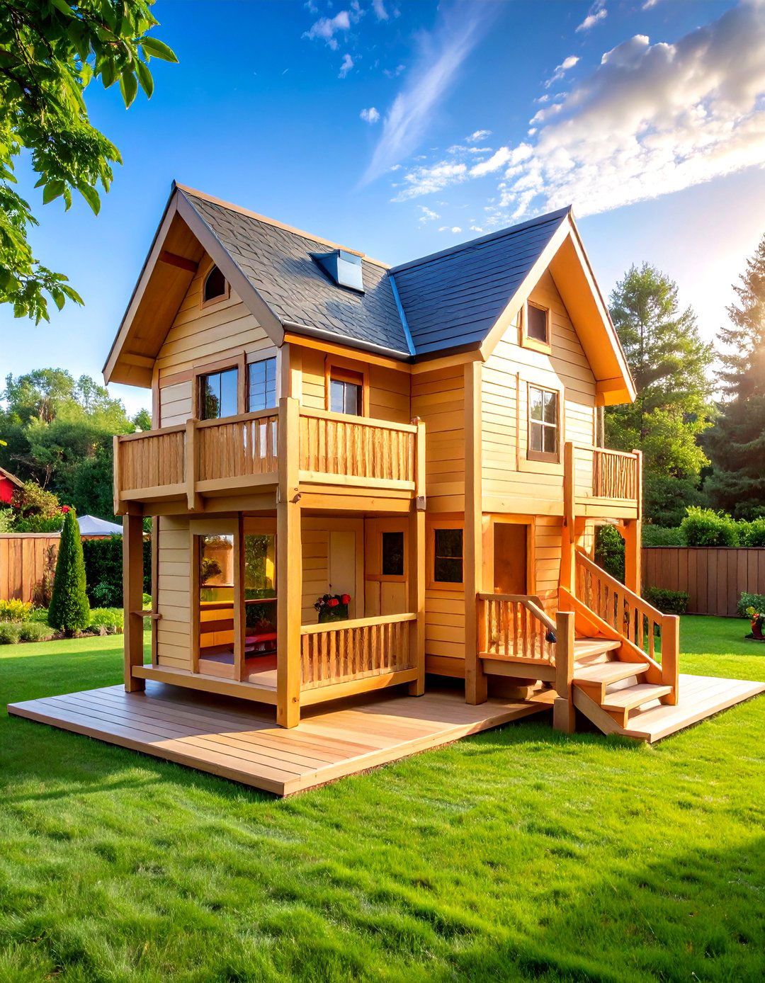 Multi Level Playhouse Complex - 24 Backyard Ideas for Kids