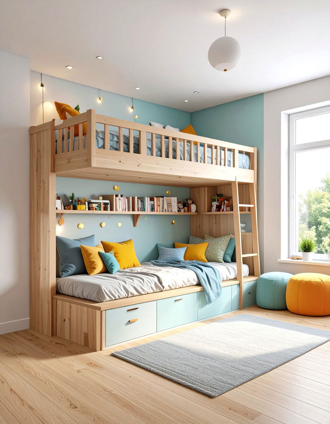 Multi Level Reading Nooks - 24 Shared Kids' Room Design Ideas