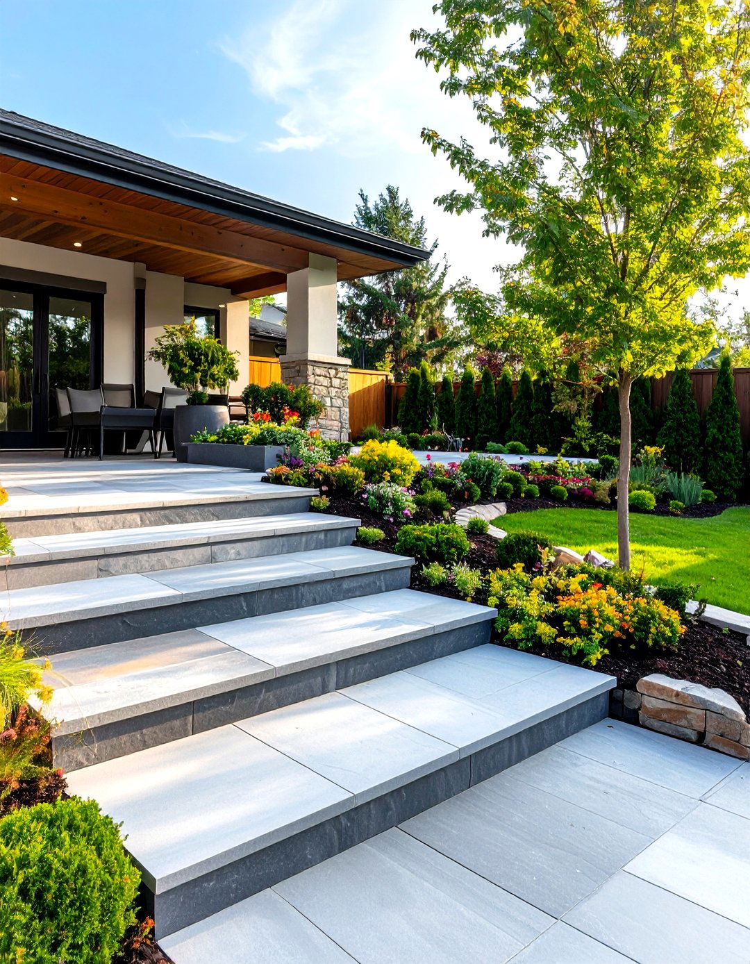 Multi Level Stamped Concrete Design - 24 Stamped Concrete Patio Ideas