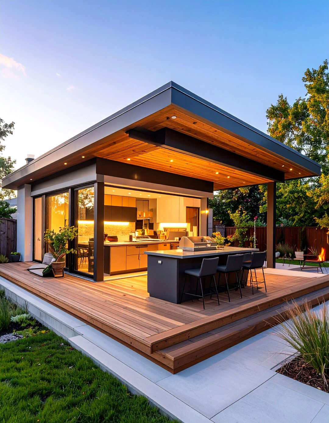 Multi Level Stepped Roof - 24 Outdoor Kitchen Roof Ideas