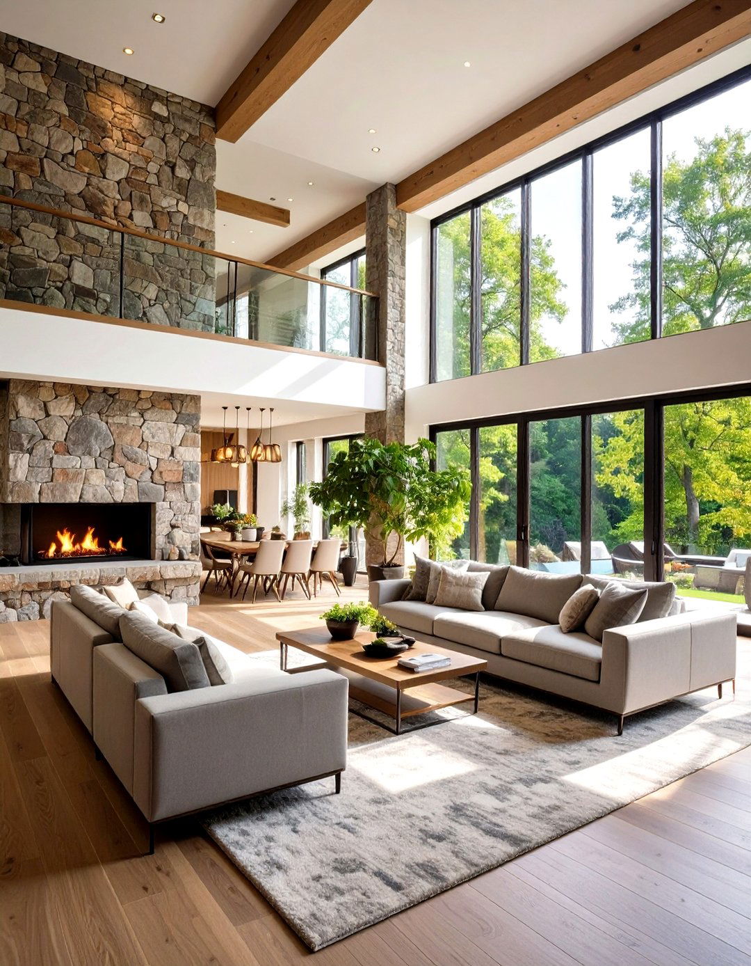 Multi Level Stone Construction with Varied Textures - 24 French Country Fireplace Ideas