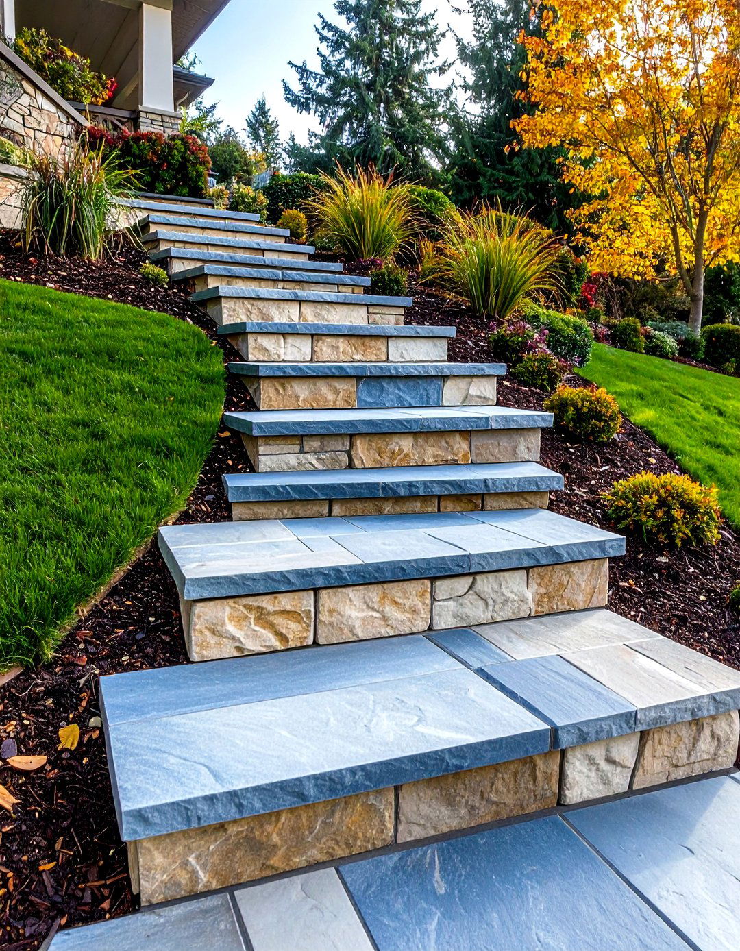 Multi Level Stone Step Walkways - 24 Stone Walkway Ideas