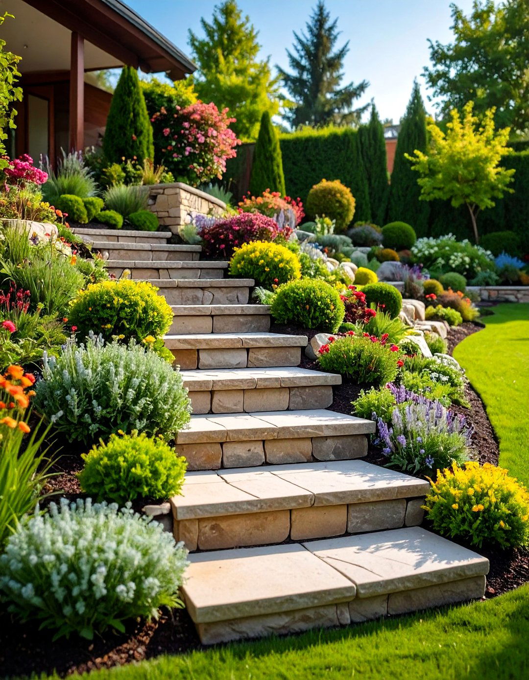 Multi Level Stone Terraced Edging - 24 Garden Edging Ideas