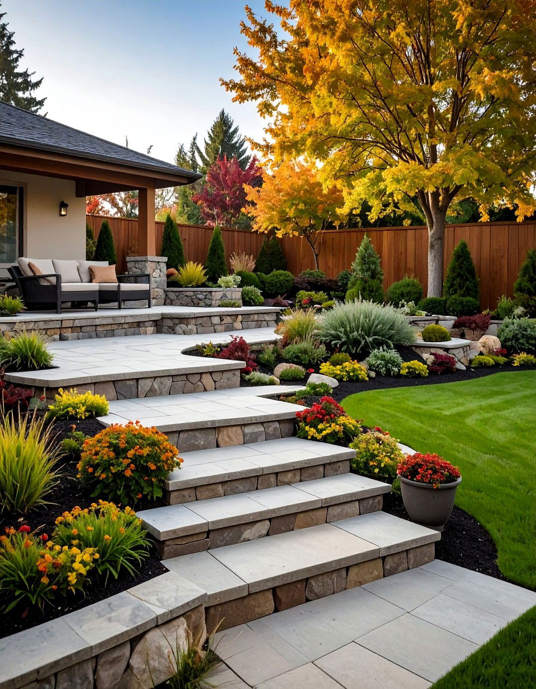 Multi Level Terraced Configuration - 24 cobblestone patio ideas