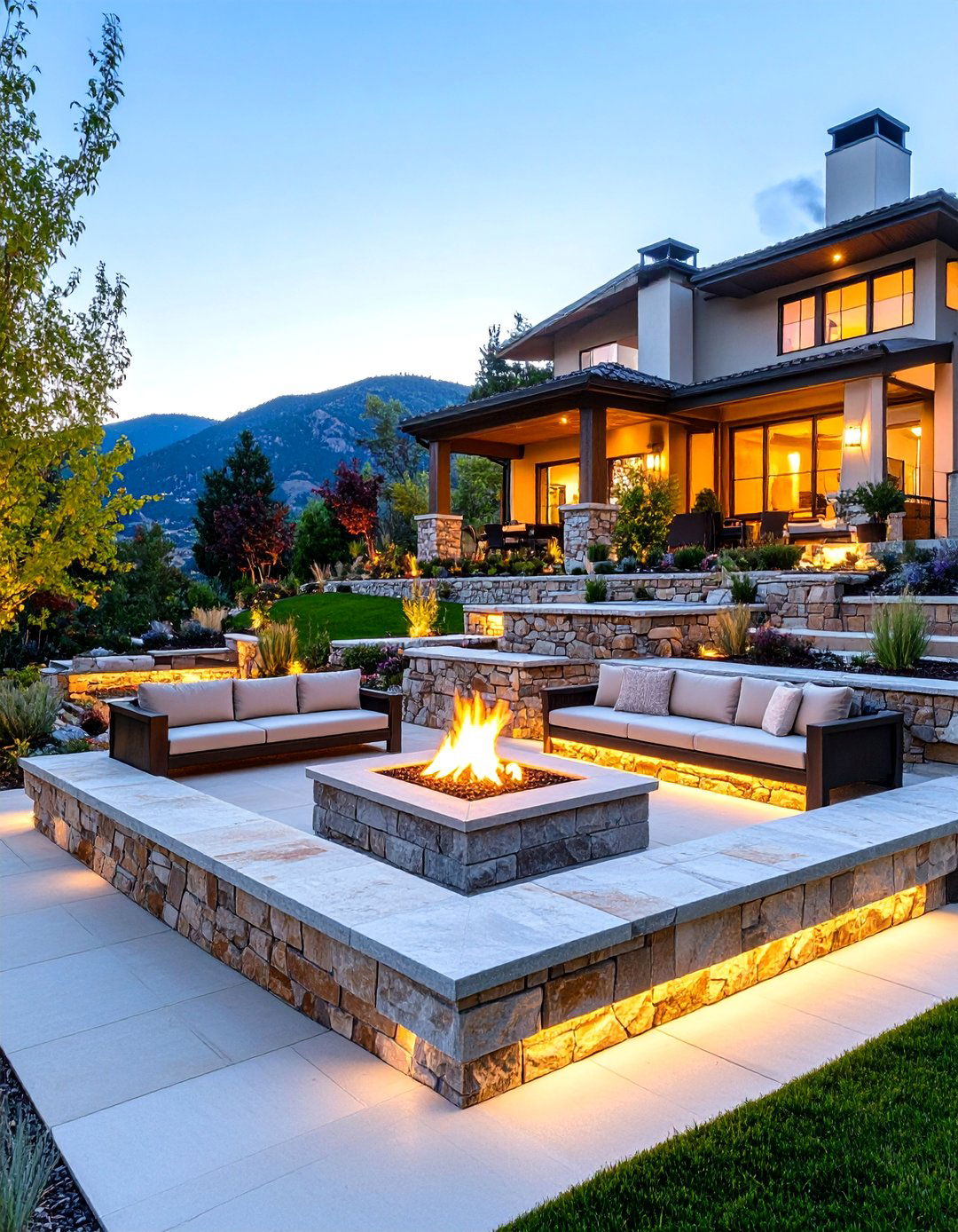 Multi Level Terraced Fire Pit - 24 Backyard Fire Pit Ideas Landscaping