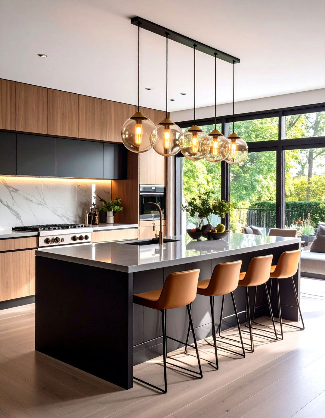 Multi Light Linear Chandeliers - 24 Kitchen Island Lighting Ideas