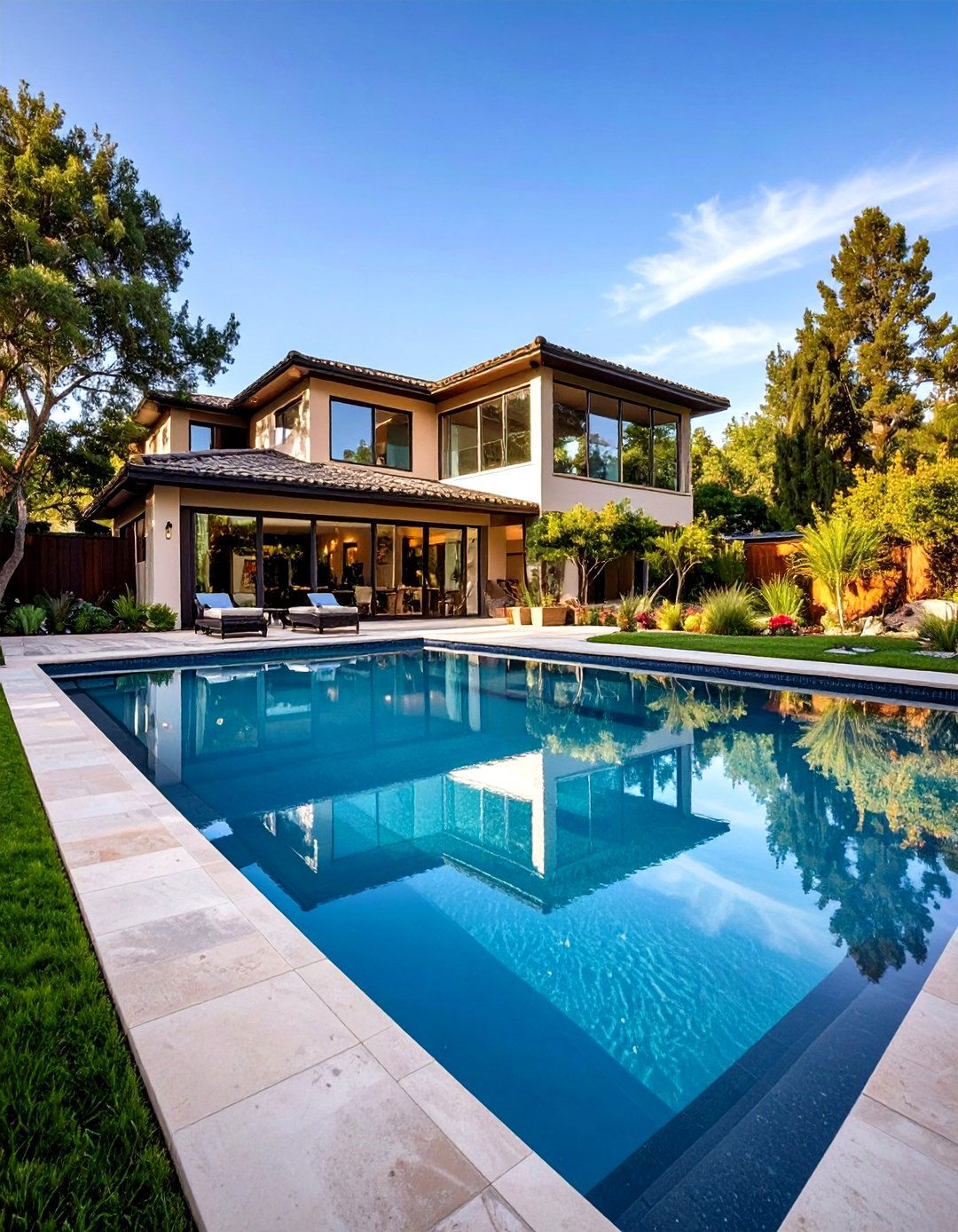 Multi Material Pool Waterline Tile Combinations - 24 Waterline Pool Tile Ideas