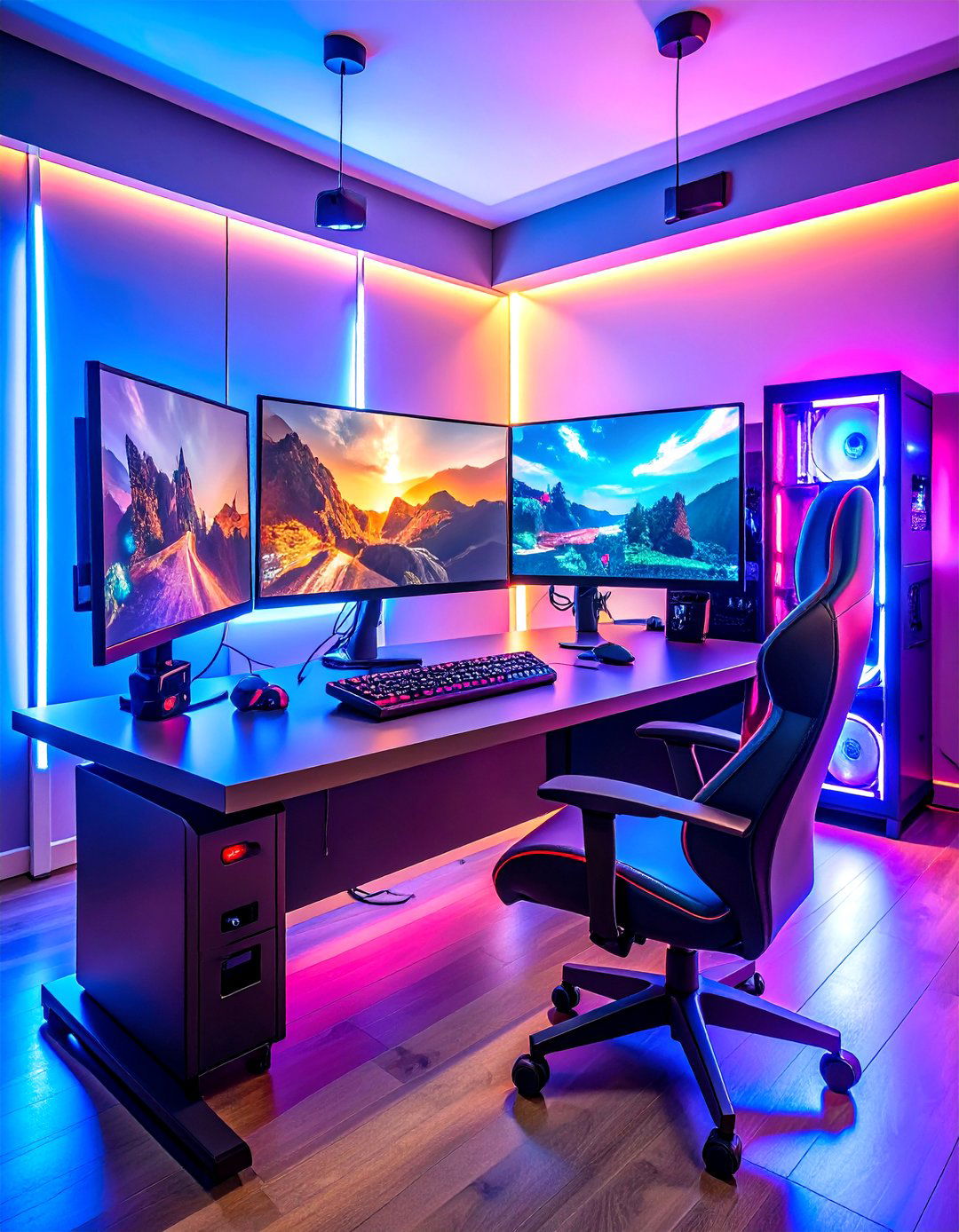 Multi Monitor Gaming Command Center - 24 Boys Gaming Bedroom Ideas