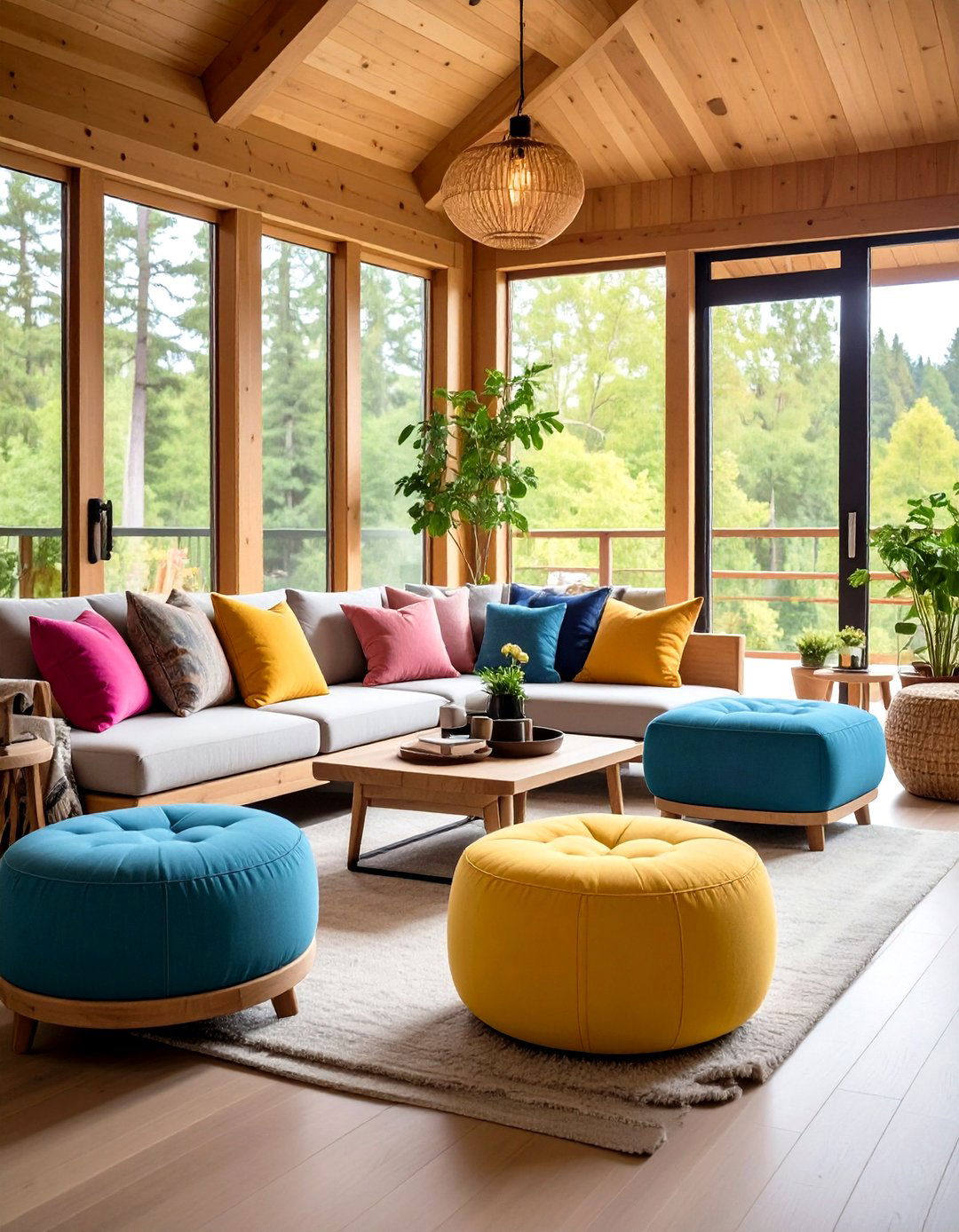 Multi Purpose Ottoman Storage Furniture - 24 One Room Cabin Interior Design Ideas