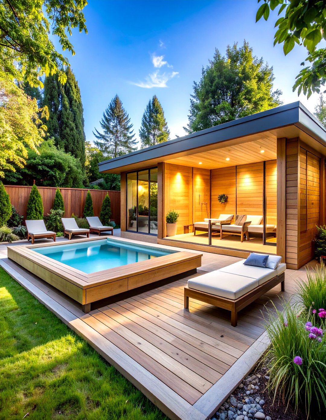 Multi Room Sauna Complex with Changing Areas - 24 Outdoor Sauna Ideas
