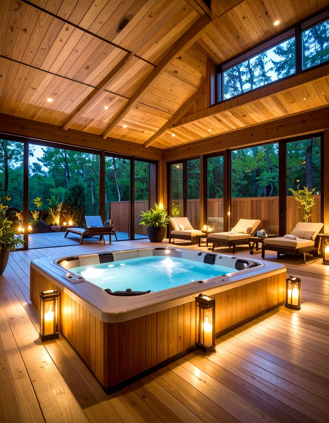 Multi Season Room with Hot Tub Deck Integration - 24 Sunroom and Deck Combo Ideas