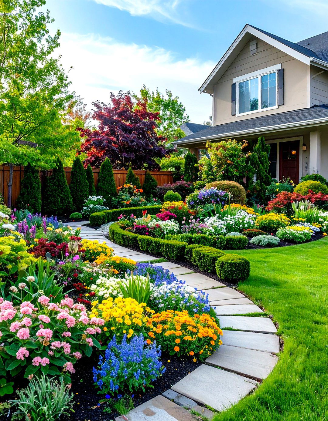 Multi Seasonal Interest Integration System - 24 Front Yard Boxwood Designs