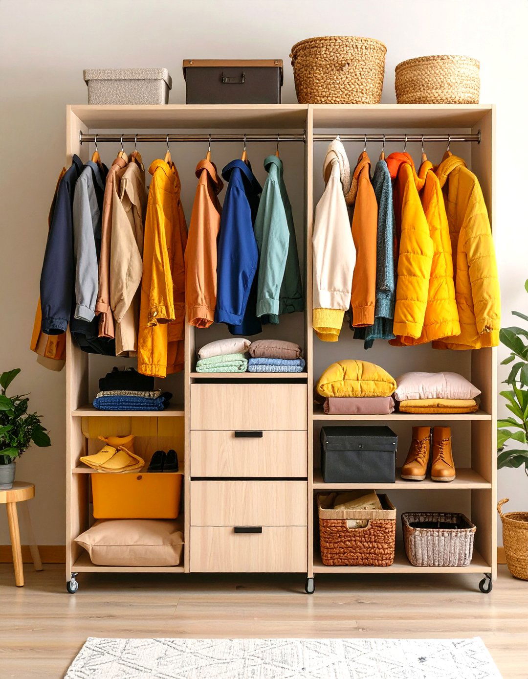 Multi Seasonal Rotating Coat Closet Design - 24 Coat Closet Ideas