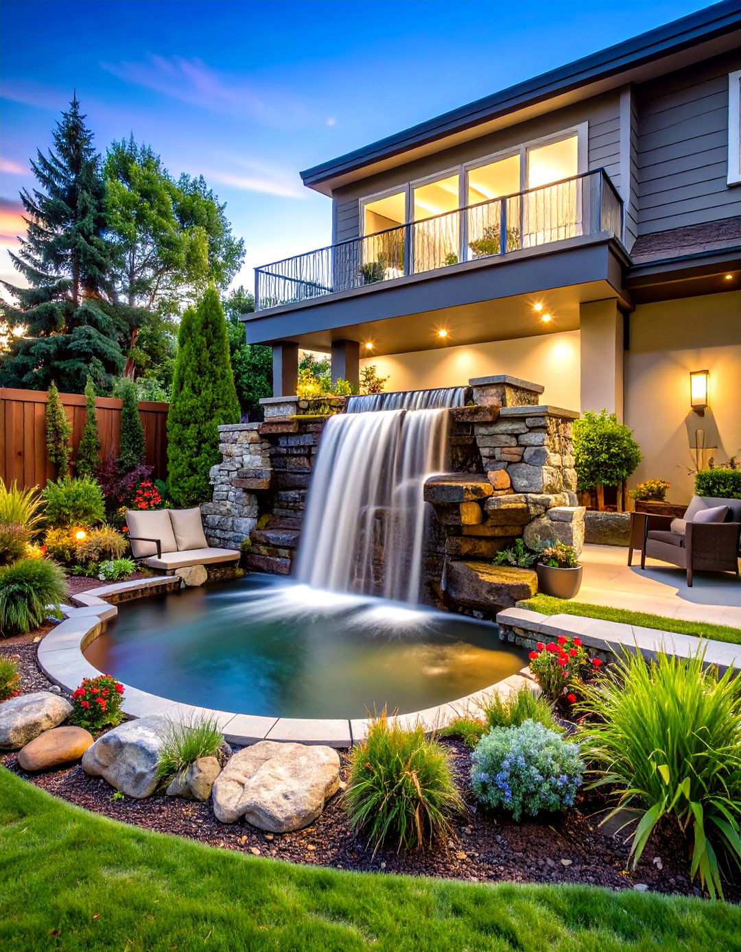 Multi Tiered Rock Waterfalls - 24 Small Pool Waterfall Ideas