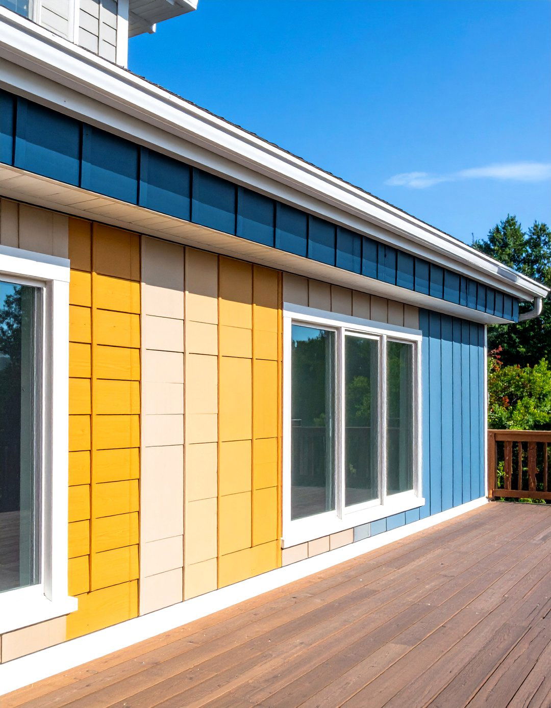 Multi Tone Composite Fascia with Color Blocking - 24 Deck Fascia Ideas