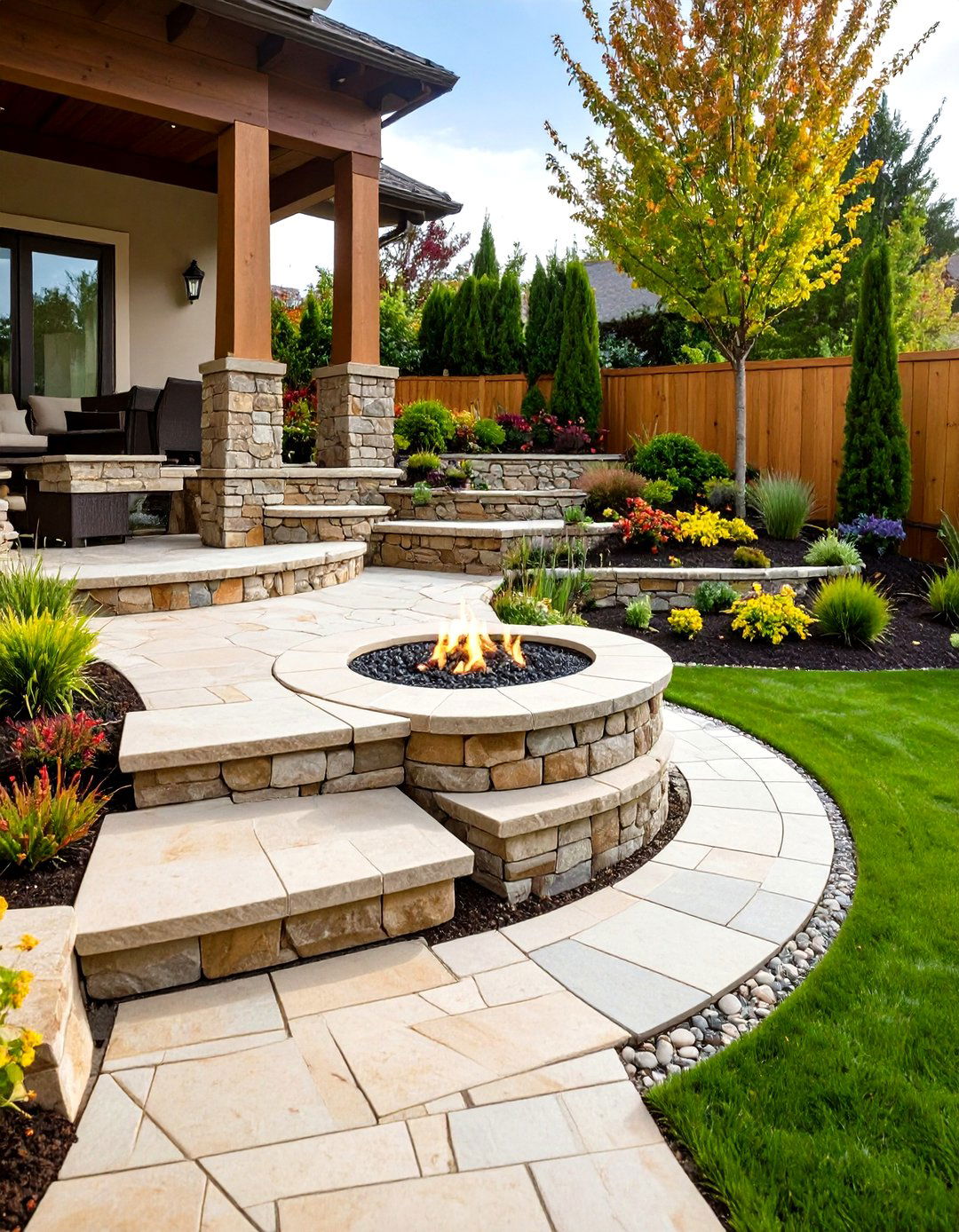 Multi level Terraced Firepit Patio - 24 Patio Ideas With Firepit