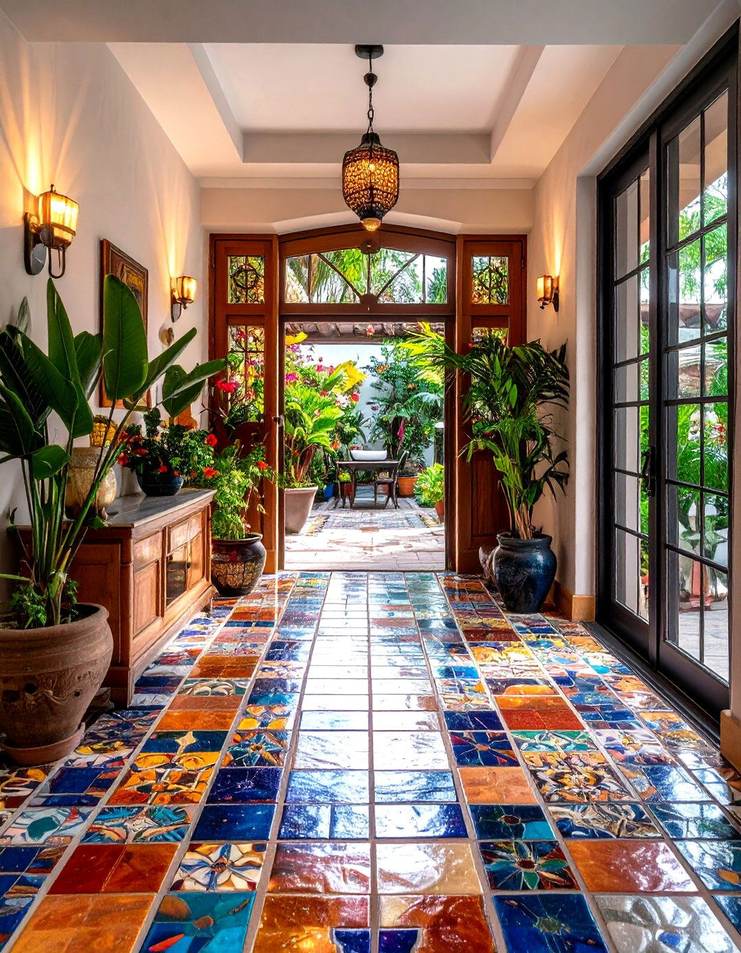 Multicolored Mosaic Glass Tiles - 24 Small Entryway Tile Floor Ideas