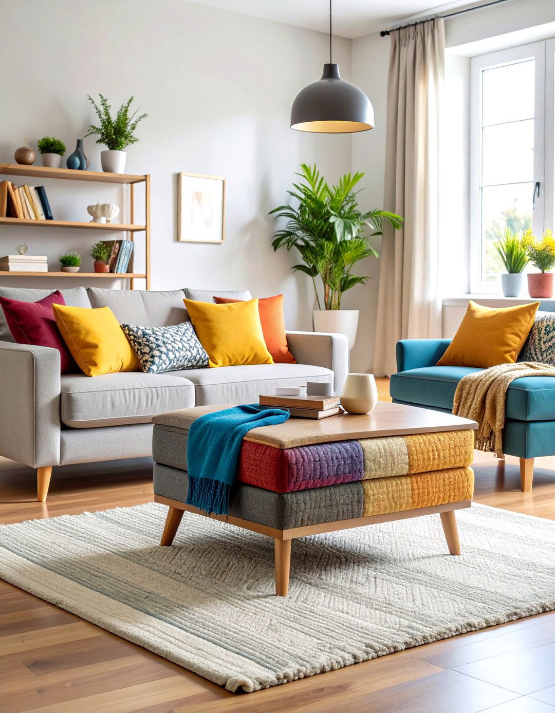 Multifunctional Ottoman Storage Solutions - 24 Budget Apartment Living Room Ideas
