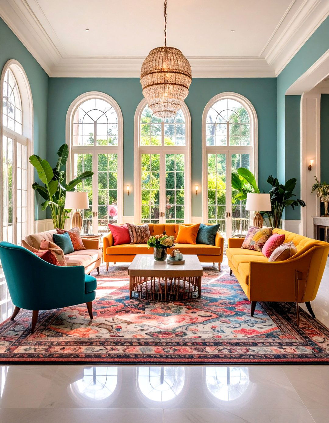 Multiple Seating Area Living Room - 24 Mansion Living Room Ideas