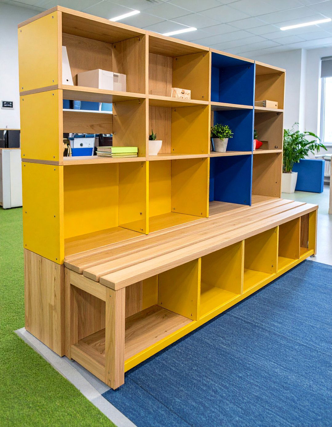 Multipurpose Bench Storage Seating - 24 Office Shelving Ideas
