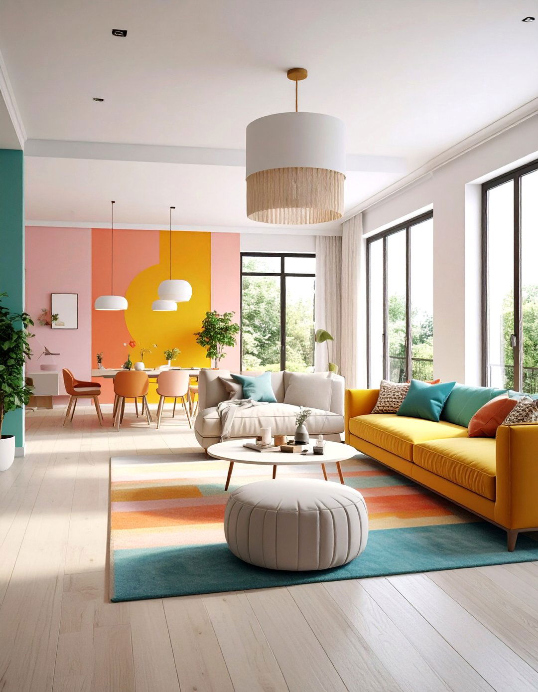Multipurpose Room Flexible Color Zoning - 24 Two Tone Wall Paint Ideas