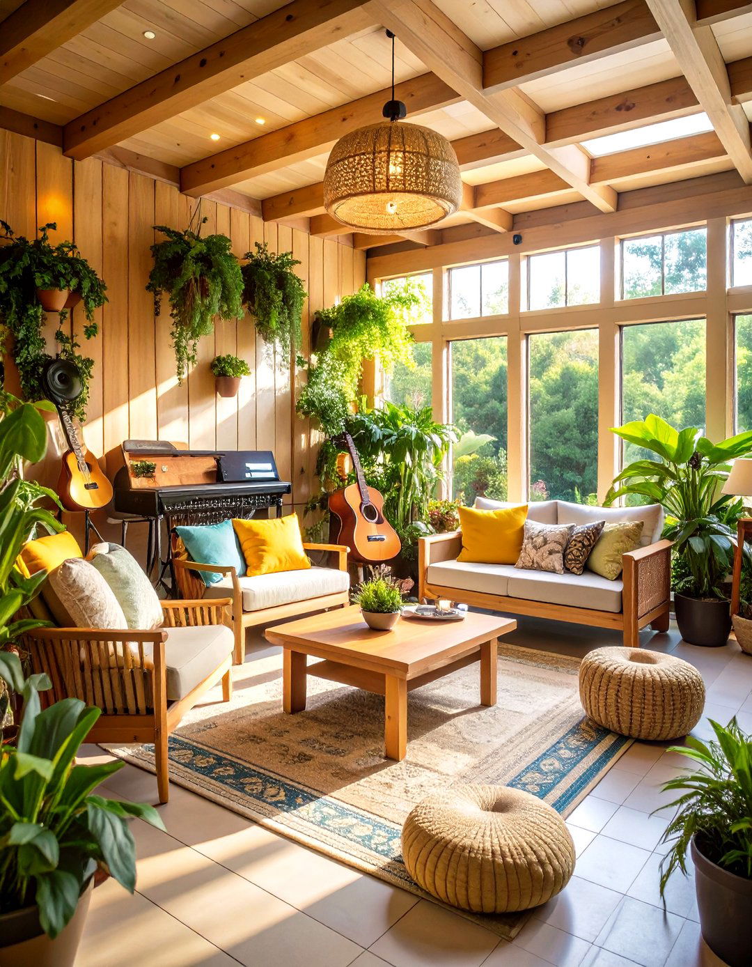 Music Room Sunroom with Acoustic Considerations - 24 Sunroom Ideas