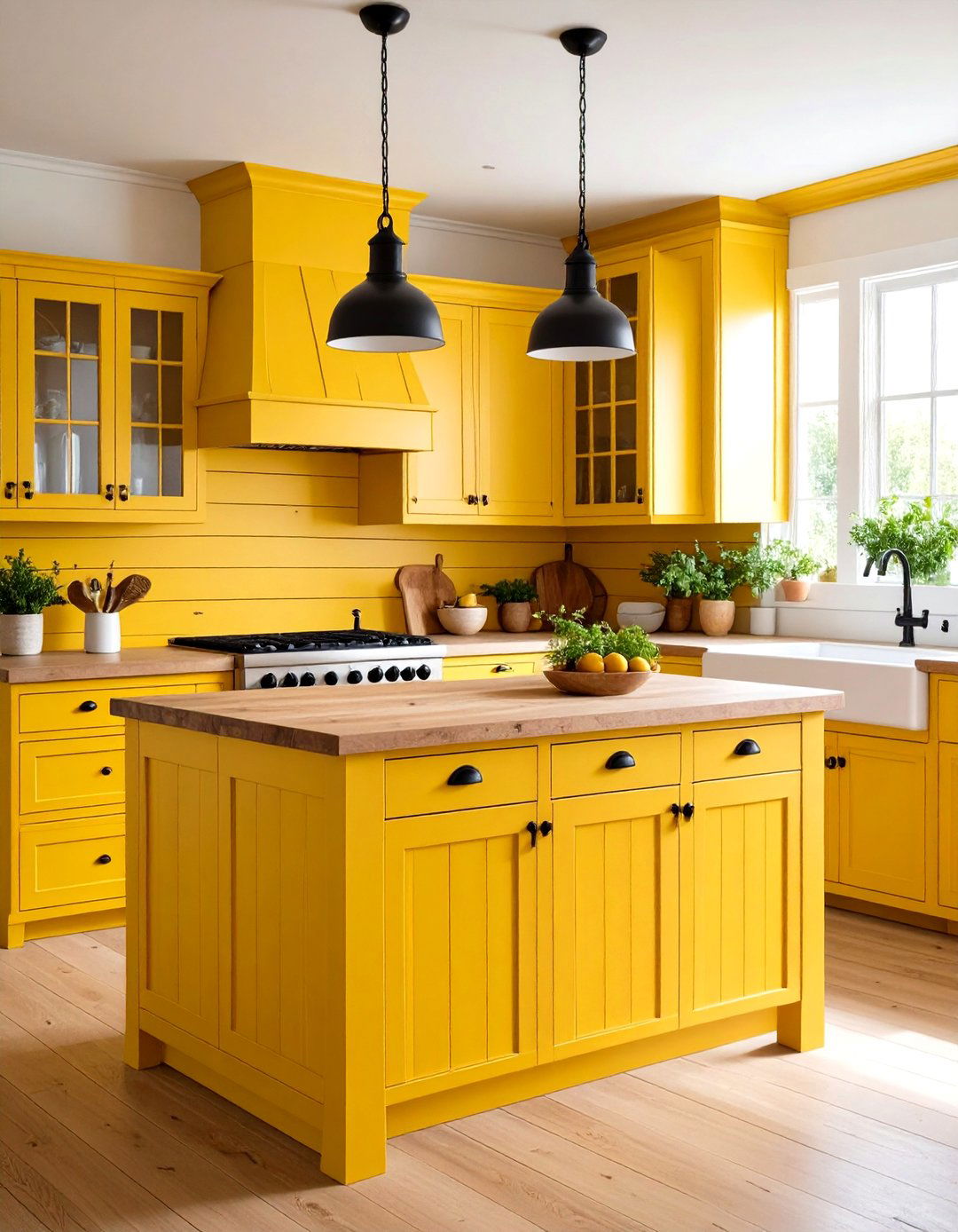 Mustard Yellow Cheerful Vintage Charm - 24 Shiplap Kitchen Island Ideas