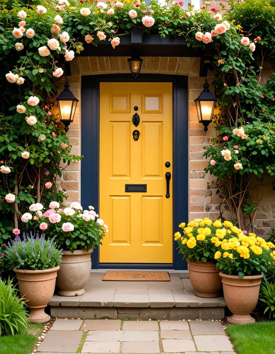 Mustard Yellow Door with English Cottage Charm - 24 Mustard Yellow Front Door Ideas