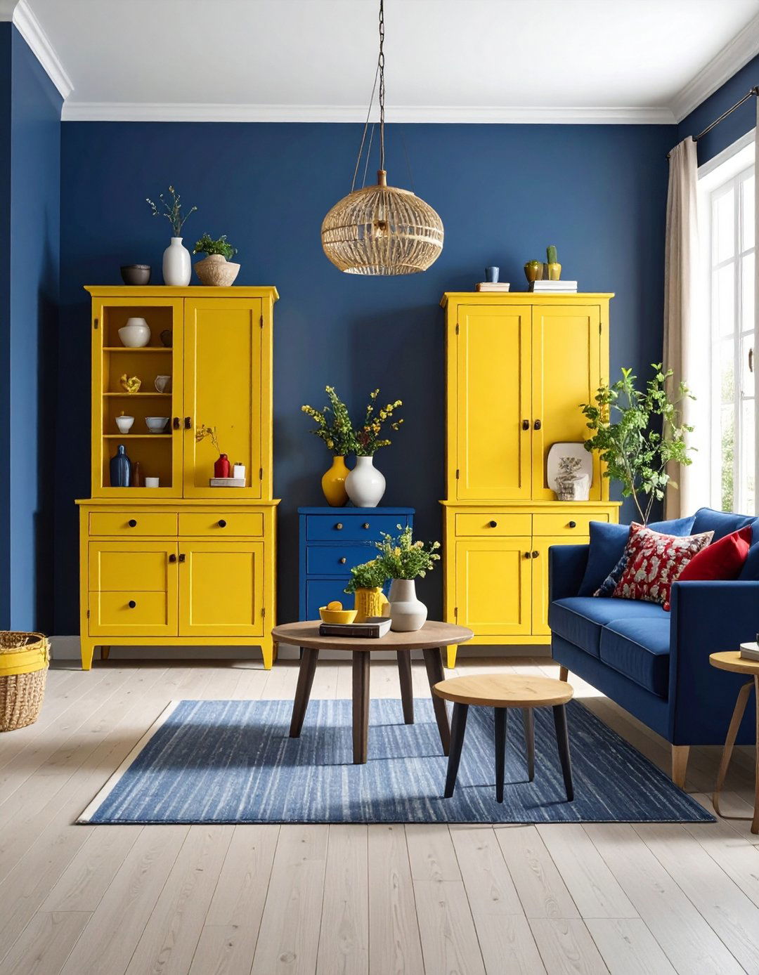 Mustard Yellow Painted Furniture - 24 Primitive Living Room Ideas
