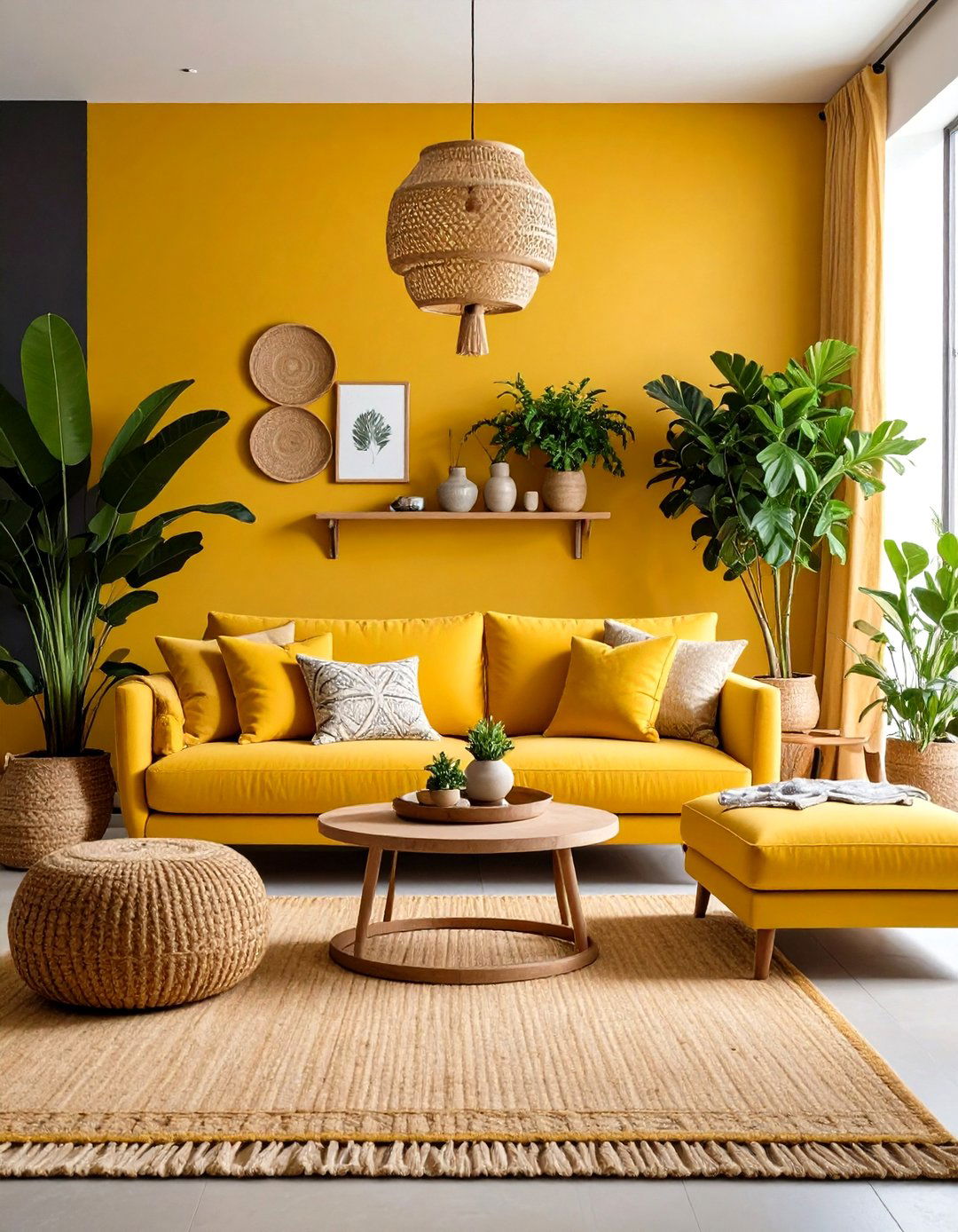Mustard Yellow and Charcoal Boho Space - 24 Moody Boho Living Room Ideas