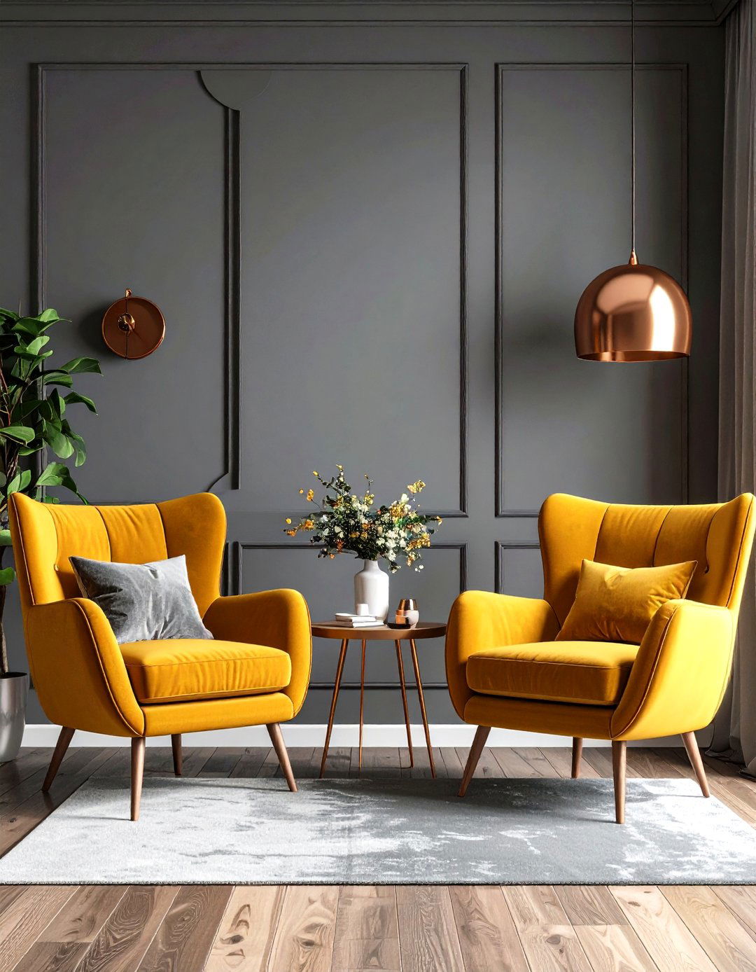 Mustard Yellow and Grey Modern Warmth - 24 Two Colour Combination for Living Room