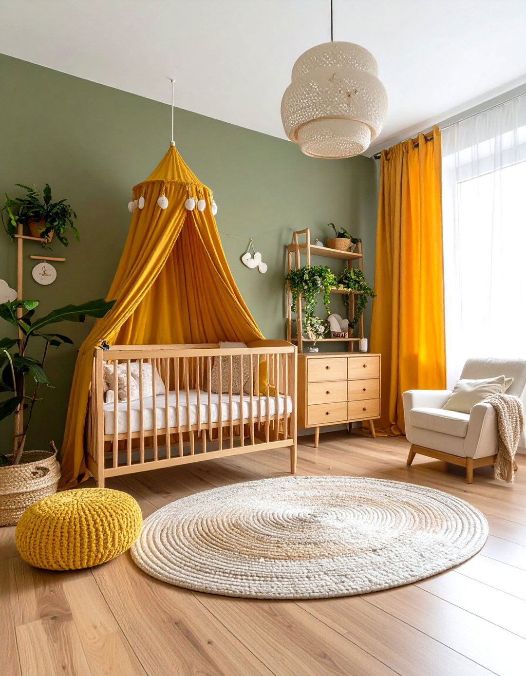 Mustard Yellow and Sage Green Combination - 24 Yellow Nursery Ideas