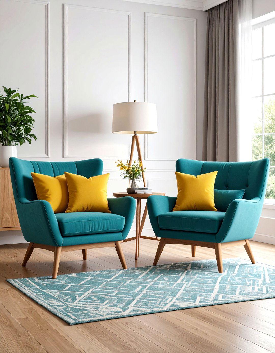 Mustard Yellow and Teal Living Room - 24 Yellow Living Room Ideas