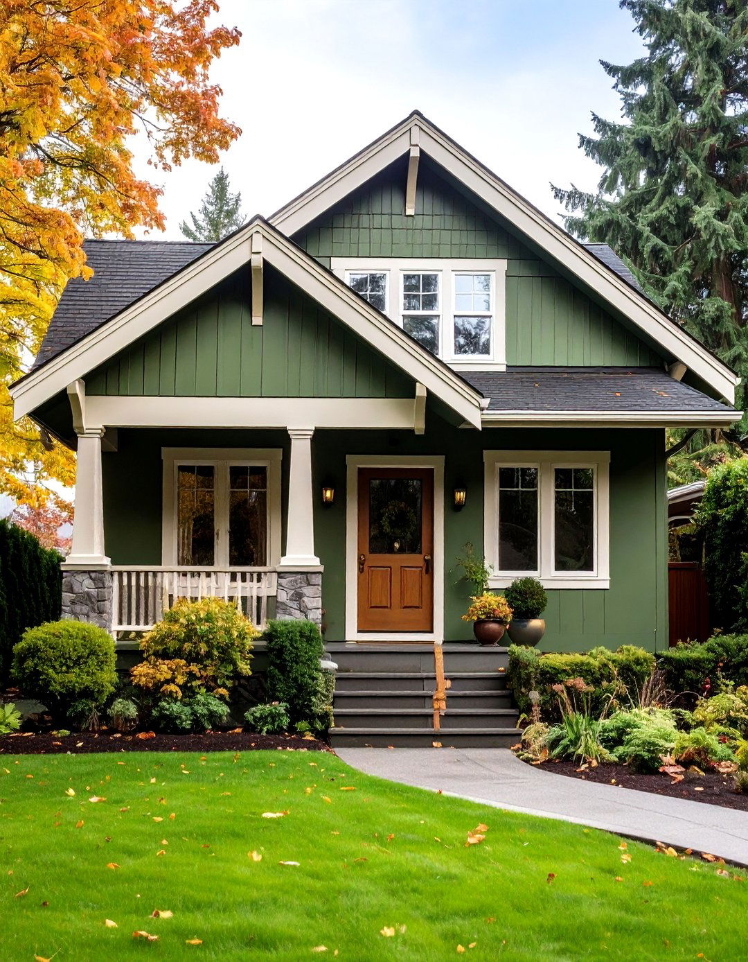 Muted Olive Green Coating - 24 Exterior Brick Paint Color Ideas