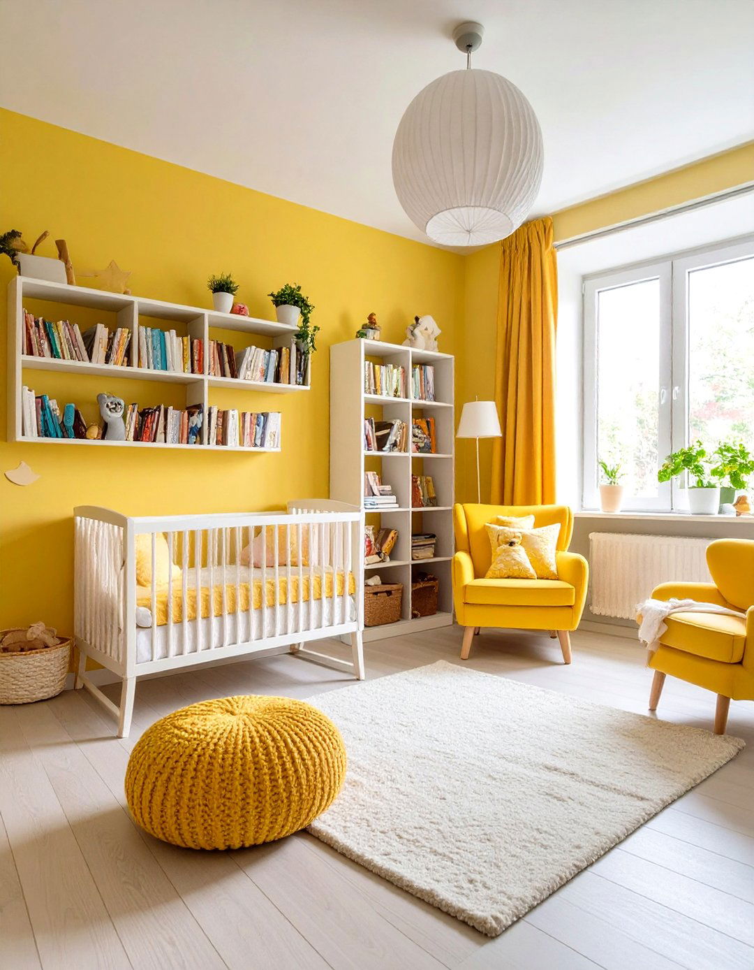 Muted Yellow Reading Nook Focus - 24 Yellow Nursery Ideas