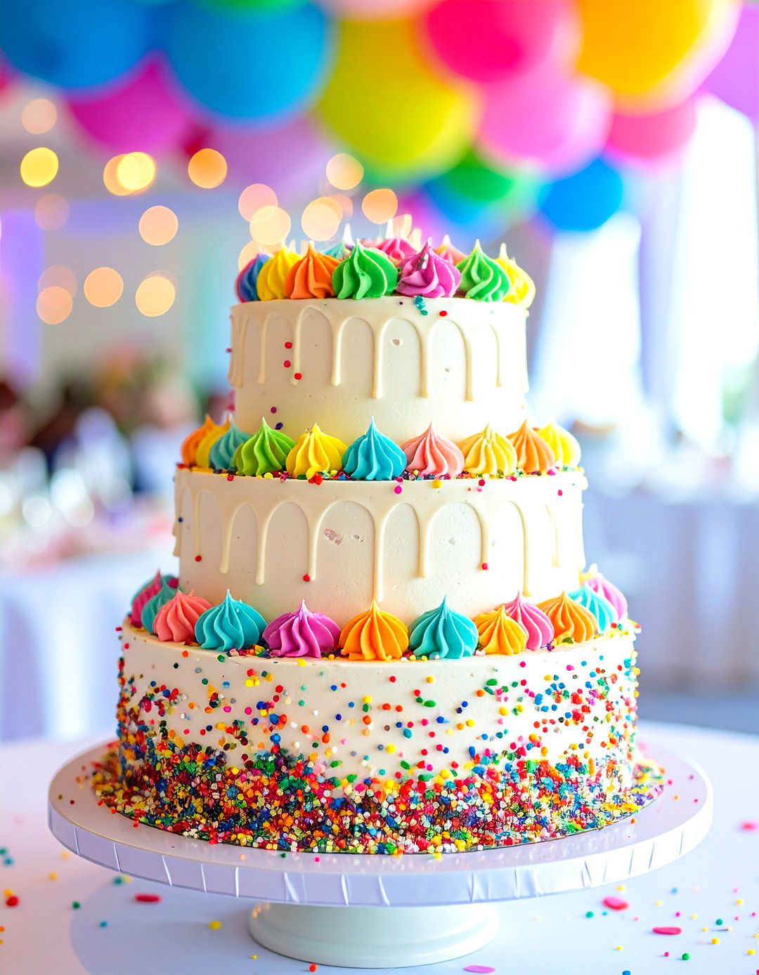 Naked Funfetti Cake with Colorful Buttercream Dollops - 24 Naked and Semi-naked Wedding Cake Ideas