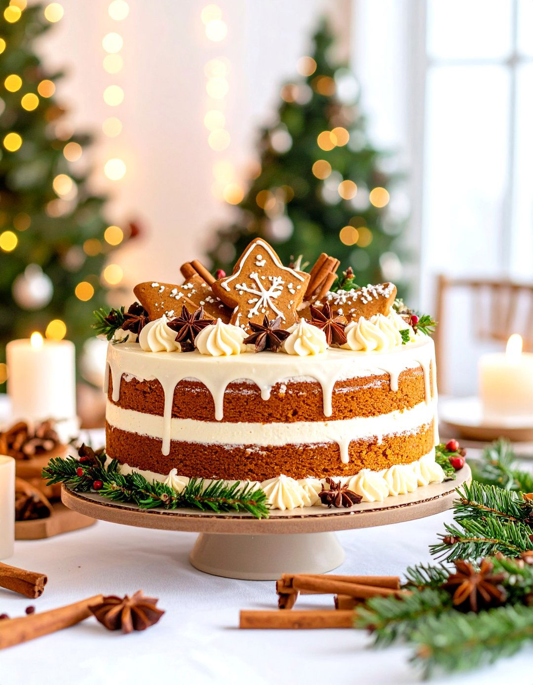 Naked Gingerbread Cake with Cream Cheese and Holiday Spices - 24 Naked and Semi-naked Wedding Cake Ideas