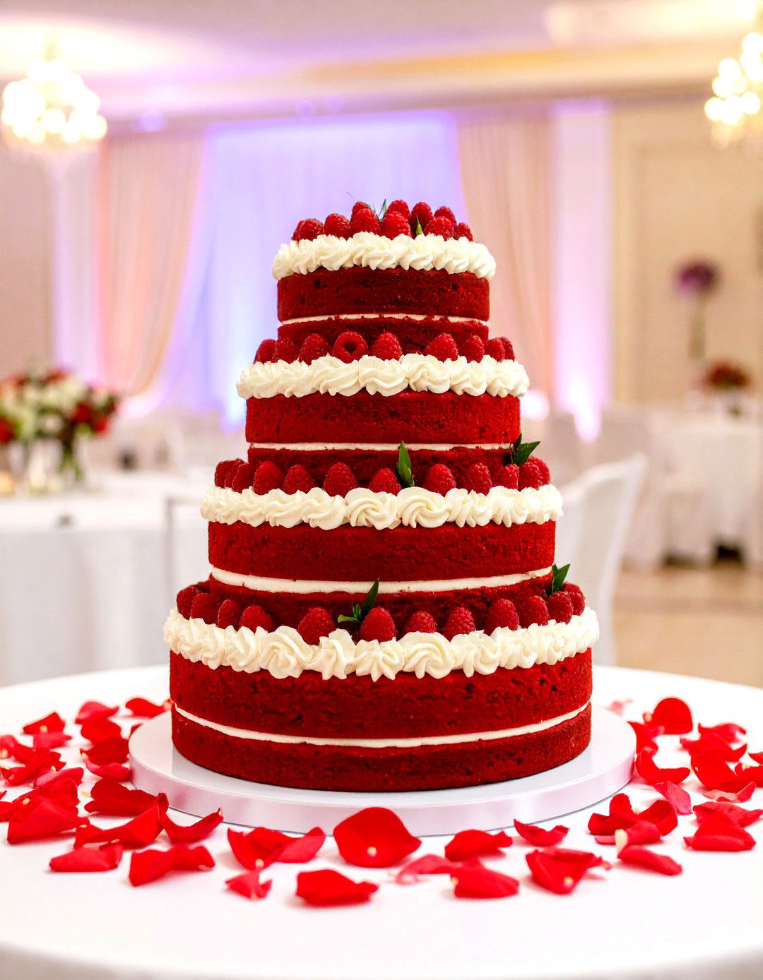 Naked Red Velvet Cake with Cream Cheese Swirls - 24 Naked and Semi-naked Wedding Cake Ideas